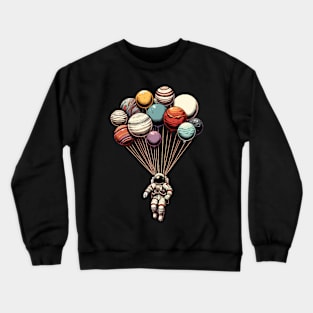 Astronaut Balloon Planets Crewneck Sweatshirt